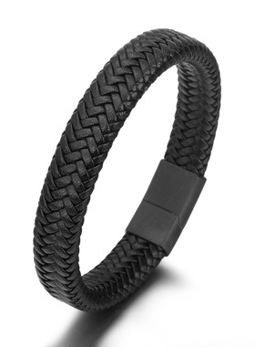 2026马年红色皮绳手链本命年红绳转运男款粗新年礼物钛钢不掉色