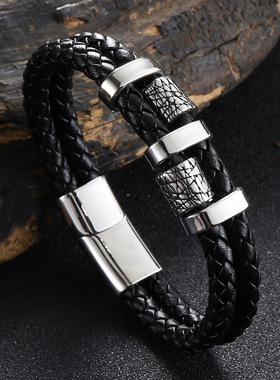 蛇年红色皮绳编织手链男女情侣荆棘转运珠红绳时尚本命年好运礼物