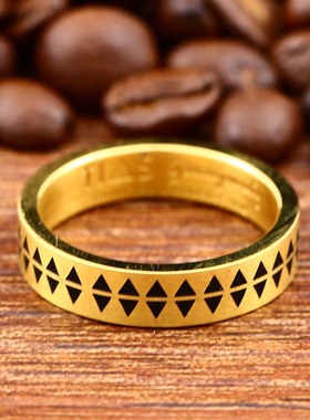 复古盾蚀刻锯齿纹身图腾男女指环潮牌简约戒指摇滚嘻哈朋克配饰品