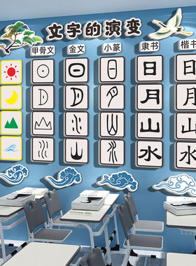 小红书推荐汉字的演变立体墙贴画