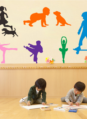 学校幼儿园小孩荡秋千墙贴纸