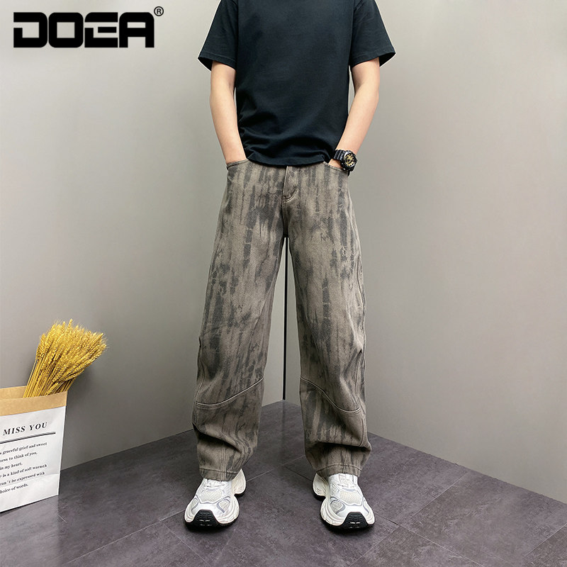 2025秋冬加绒加厚宽松弯刀裤男微阔直筒裤子痞帅垂感流行水洗裤子,淘宝优惠券,粉丝福利购,淘宝优惠卷