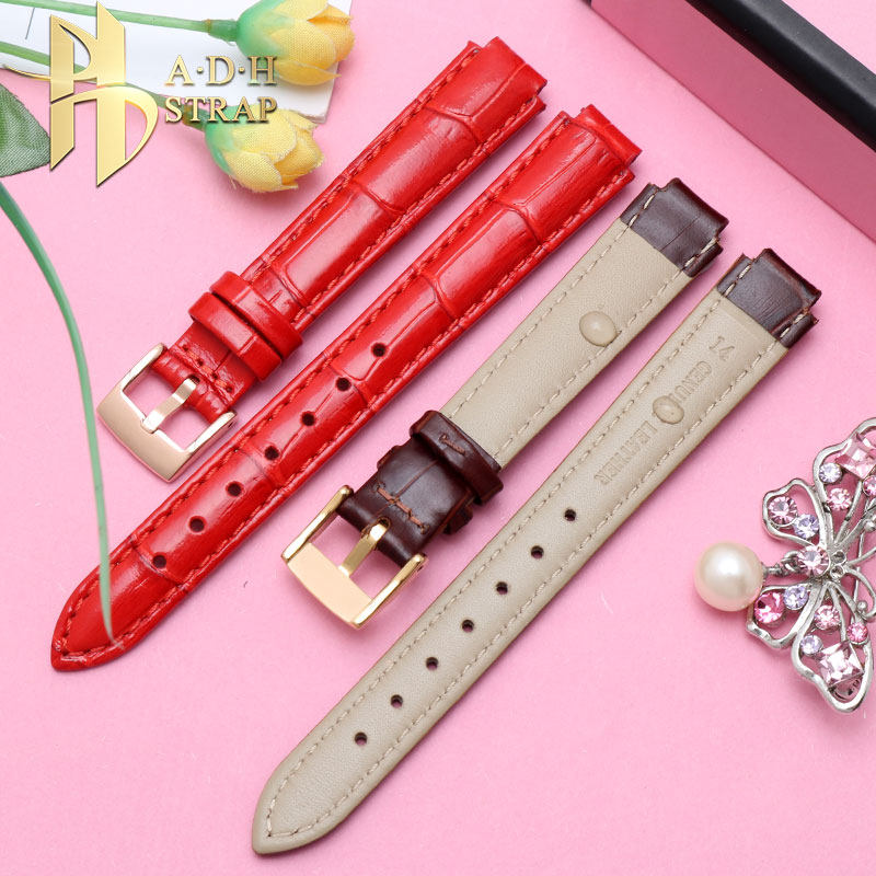 真皮手表带 代用罗西尼516732/5806女款手表链 凸口牛皮表带10mm