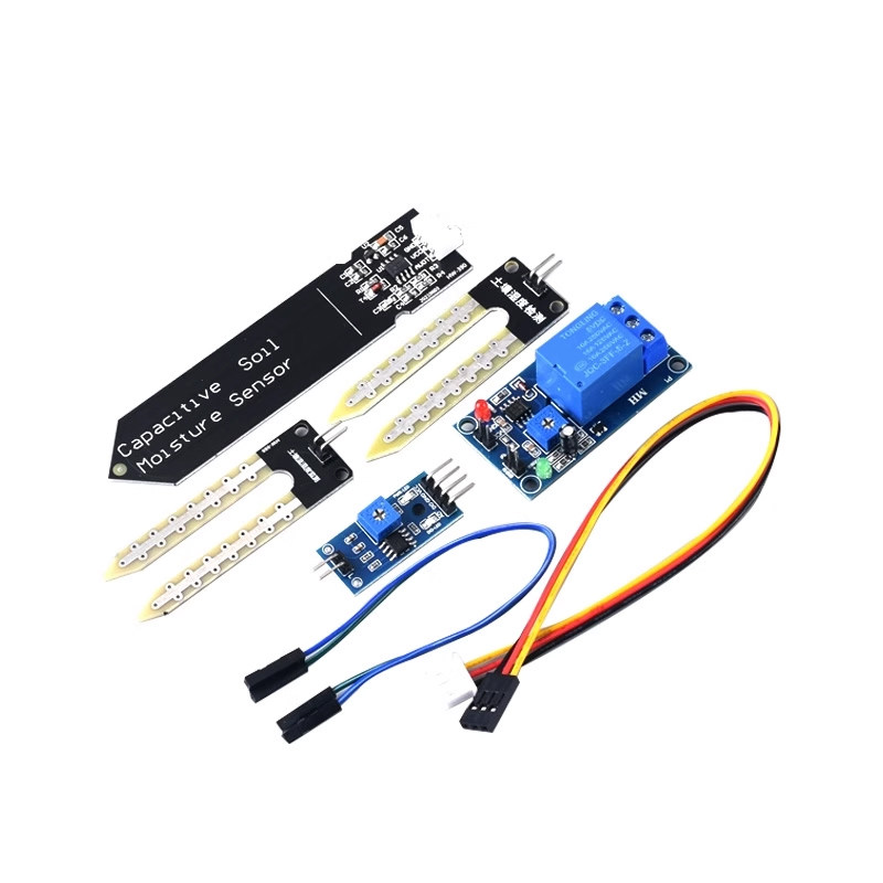 土壤湿度传感器模块5V电容式检测12V传感器继电器自动浇水DIY套件 - 图0