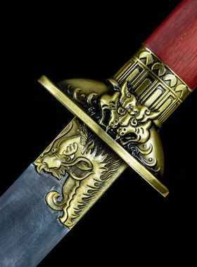 龙泉市刀剑高锰钢牛尾龙虎刀影视冷兵器清刀一体硬宝剑收藏未开刃