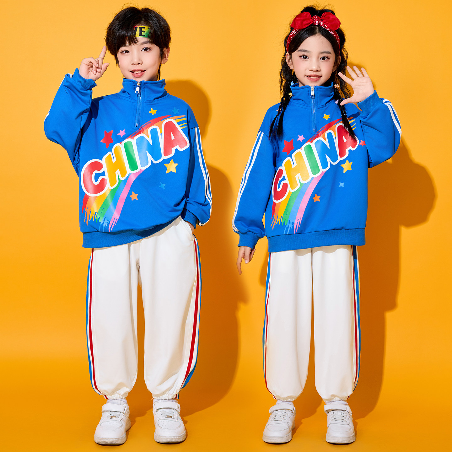 小学生运动会开幕式服装儿童啦啦队团体演出服幼儿园班服表演服装 - 图0