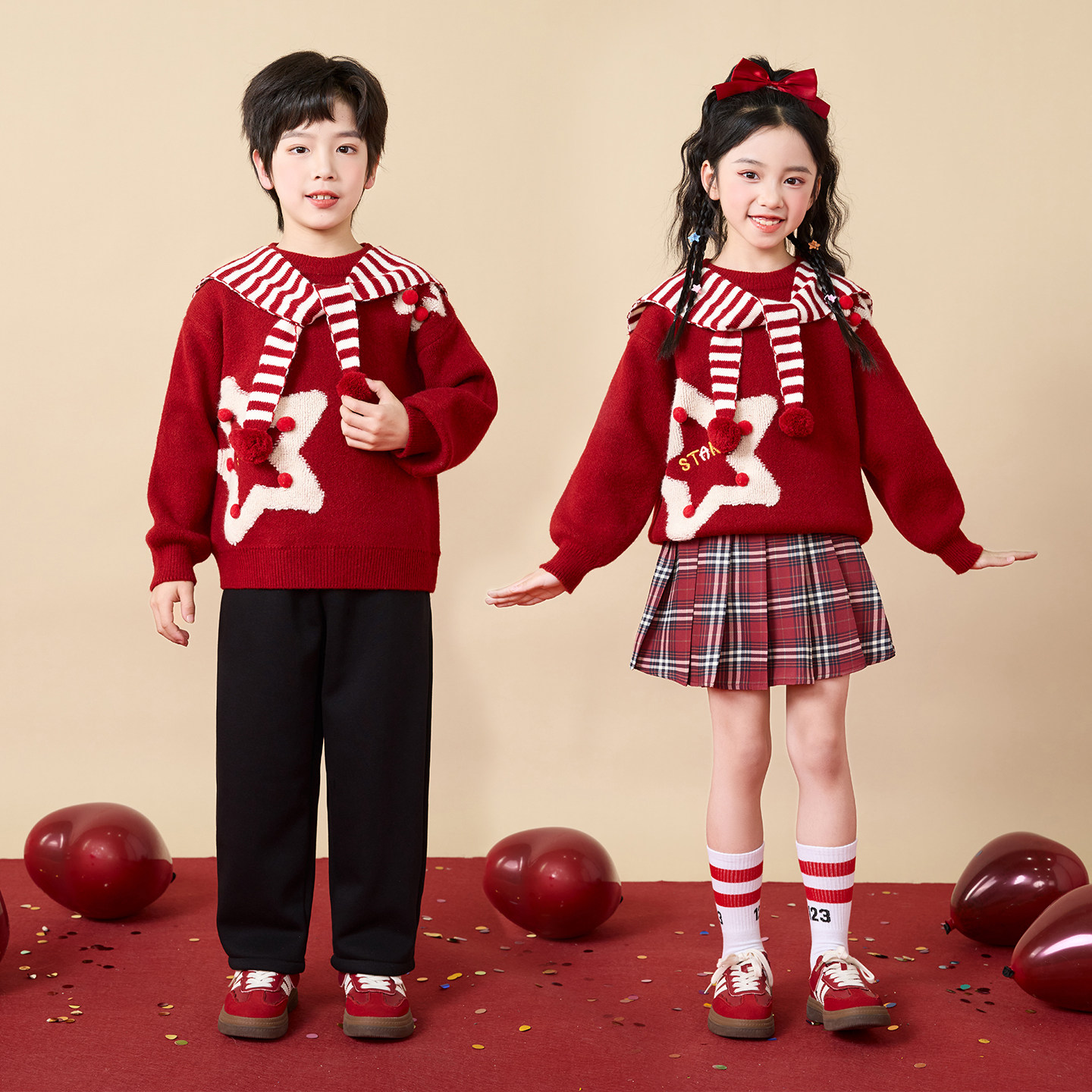 元旦儿童演出服合唱服表演服拜年服幼儿园小学生毛衣啦啦队亲子装,淘宝优惠券,粉丝福利购,淘宝优惠卷