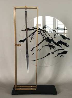 现代新中式创意亚克力毛笔架摆件样板房书房客厅摆设软装饰品玄关