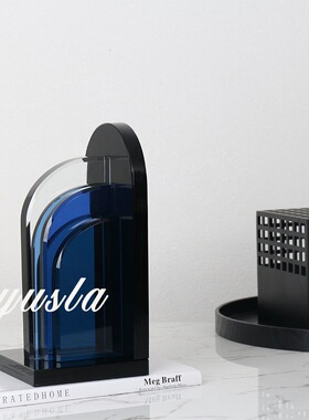 简约现代海洋之恋水晶书档摆件家居板房间书房书靠软装饰品样摆设