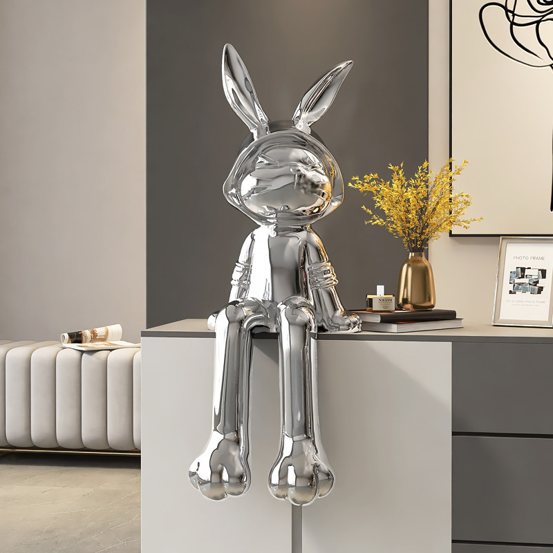 电镀兔子摆件客厅电视柜地台装饰品玄关轻奢大气工艺品乔迁礼物,淘宝优惠券,粉丝福利购,淘宝优惠卷