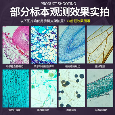 光学显微镜专业生物倍家用中学生高中初中儿童科学实验手机看微生物小学生幼儿园高清倍螨虫细菌 虎窝淘