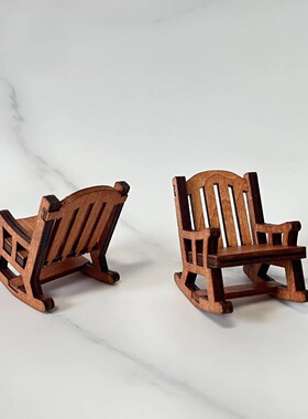 小红书同款4把迷你小沙发摆件暖黄沙发木摇椅子治愈情绪解压工位