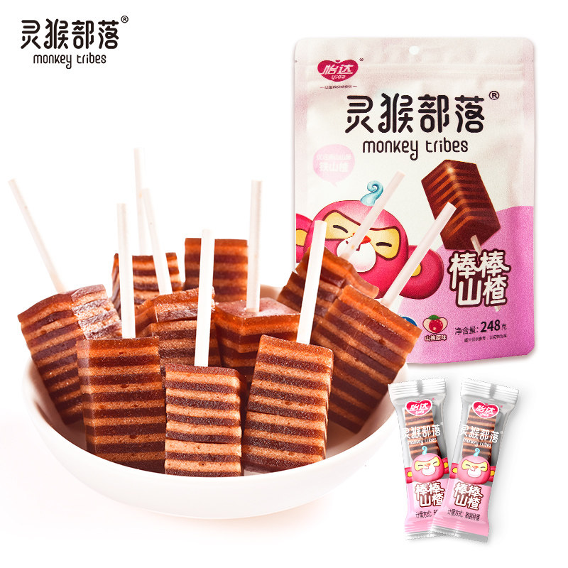 怡达棒棒248g休闲食品卷条山楂糕 灵猴部落山楂类制品