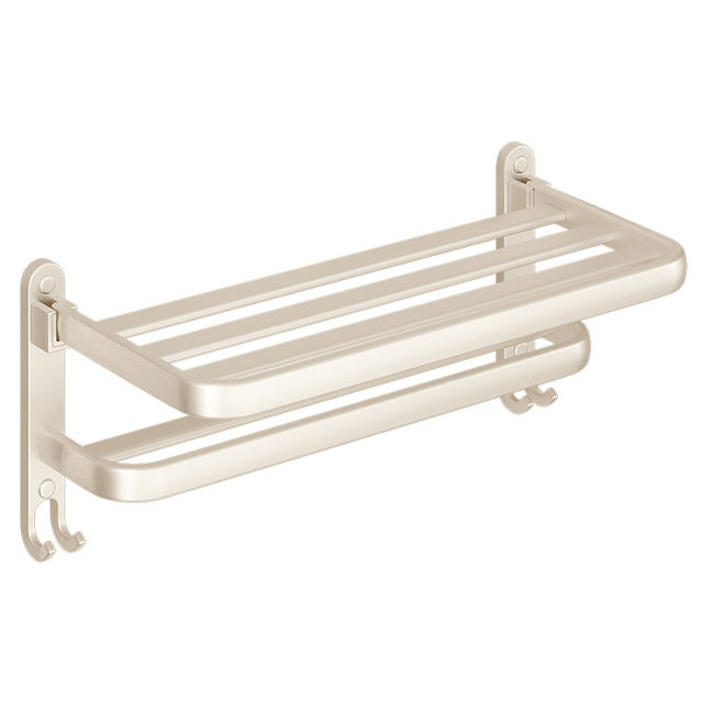 Creamy towel rack bathroom without punching bath towel rack bathroom toilet wall-mounted space aluminum storage hanger