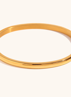 欧美跨境热卖锆石卡扣手镯饰品不锈钢镀18K金色简约轻奢手环首饰