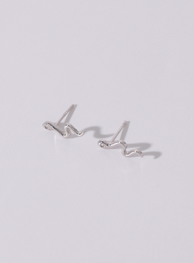 FourPinS925银小蛇耳钉男女小众