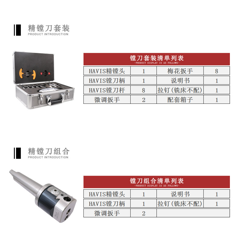 HAVIS MTA4 5 6莫氏铣床微调精镗刀套装大孔小孔NBH2084镗头组合