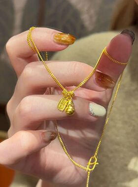 新款金色招财福禄葫芦项链女ins新中式小众轻奢精致高级感