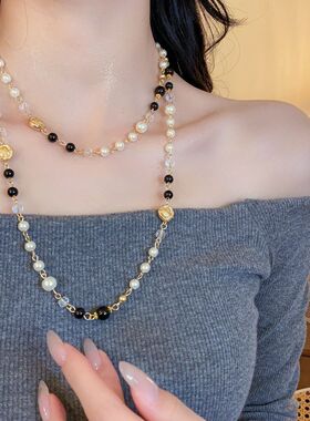复古珍珠长款项链叠戴时尚百搭毛衣链轻奢小众夏季裙子女装饰配饰