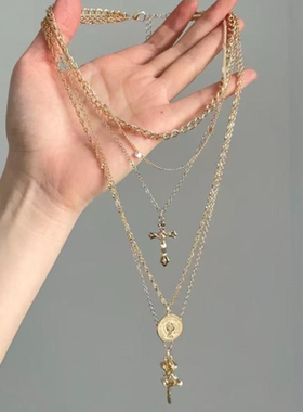 Vintage|Cross rose coins项链
