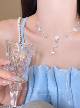 海岛风多巴胺叠戴锁骨链