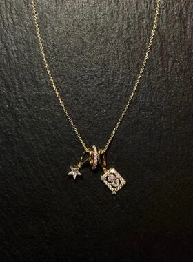 拾光匣子 Vintage古着设计感复古风小众设计方糖星星项链 锁骨链