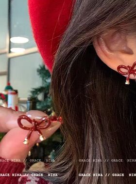 苹苹安安!新年红色撞色苹果耳钉女精致小巧耳环耳夹2025新款爆款