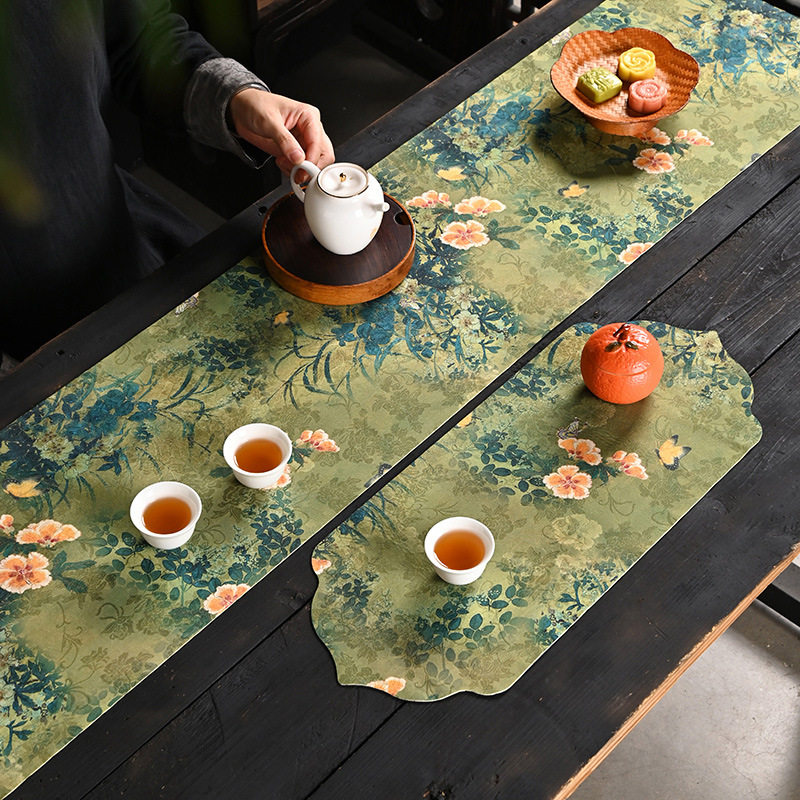 高端茶席防水长桌桌旗垫子防水禅意新中式干泡茶旗家用轻奢桌垫布,淘宝优惠券,粉丝福利购,淘宝优惠卷