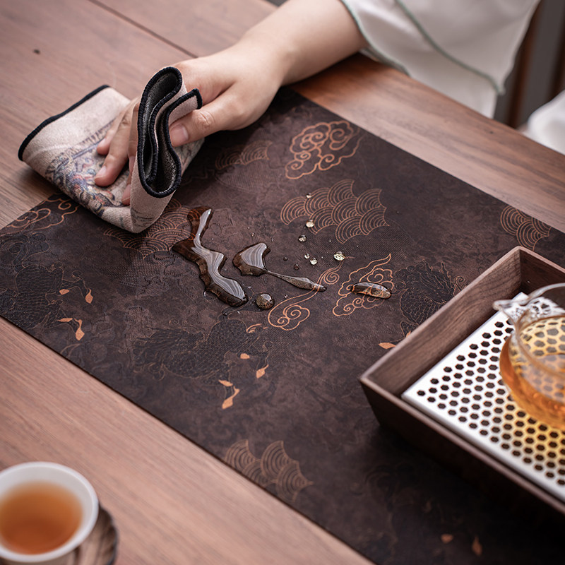 高端茶席垫子防水主人位轻奢侘寂风新中式干泡台桌布桌旗茶旗云纱,淘宝优惠券,粉丝福利购,淘宝优惠卷