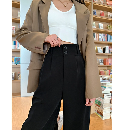 Тонкие штаны, костюм для отдыха, высокая талия, свободный прямой крой, подходит для подростков