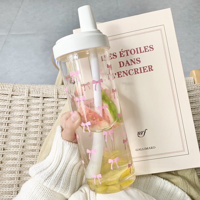 高级感玻璃杯大容量随行吸管杯学生用ins风夏季果汁柠檬杯奶茶杯,淘宝优惠券,粉丝福利购,淘宝优惠卷