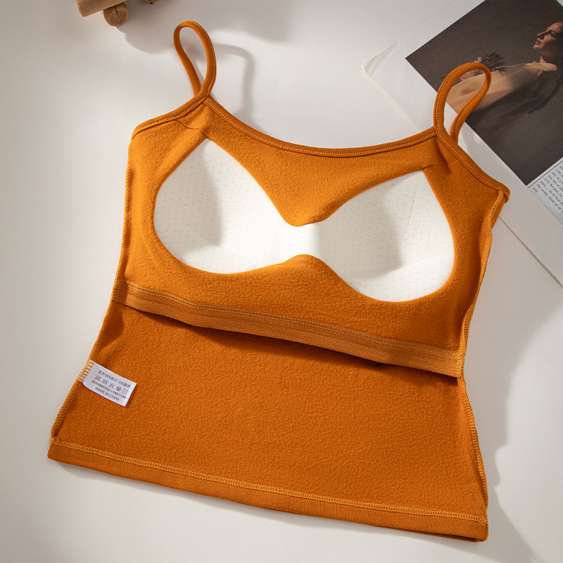 磨毛加绒加厚保暖吊带背心女带胸垫免穿文胸修身显瘦打底内搭内衣,淘宝优惠券,粉丝福利购,淘宝优惠卷