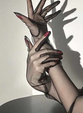 蕾丝手套女性感薄款紫色手袖高级感辣妹纯欲复古拍照婚纱长袖手套