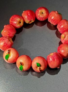苹果元素手链创意高颜值夏以小苹果手串深空情侣手链小众饰品礼物