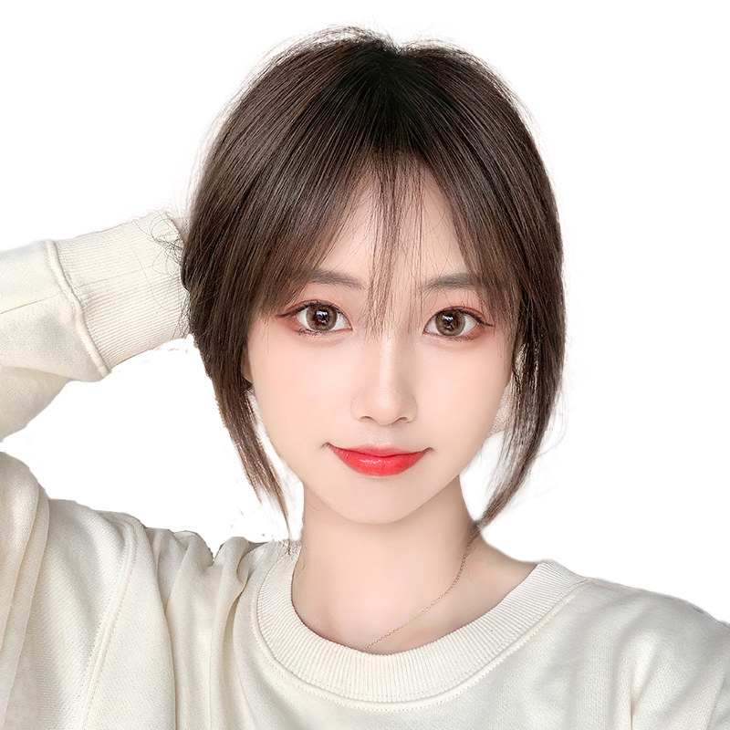 天空树心形3d法式刘海空气假刘海女全真发自然前额头顶假发补发片_虎窝淘