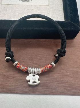 足银999纯银马上有钱盘缠手链男女士款新中式国风本命年红手绳