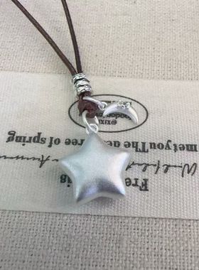 足银999星星月亮套链女小清新小众设计感高级感百搭送女友闺蜜