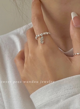 豌豆饰物女925银可爱百搭啊戒指