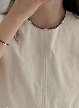 豌豆饰物纯银黑尖晶蝴蝶结项链