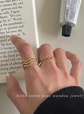 豌豆饰物不掉色设计感百搭戒指