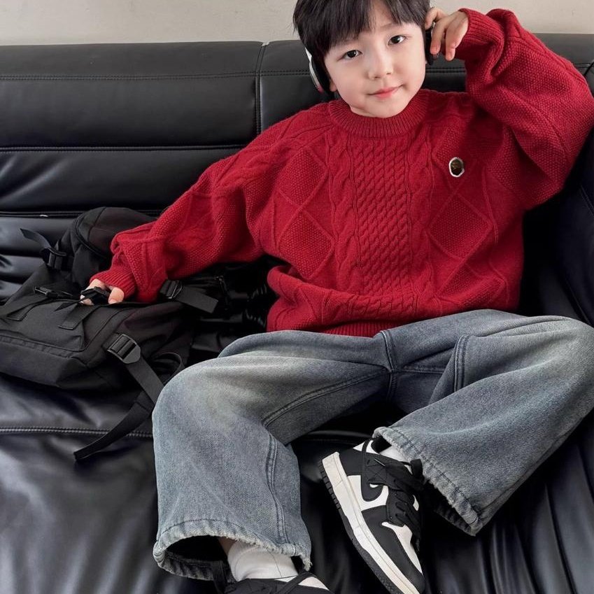 日本潮牌bapekids秋春冬季男女中大儿童装刺绣针织衫圆领毛衣上衣,淘宝优惠券,粉丝福利购,淘宝优惠卷