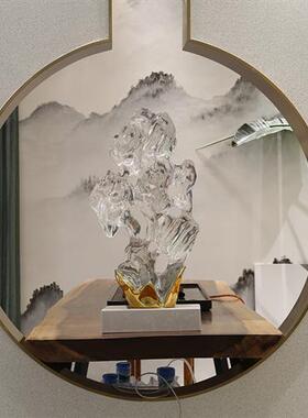 原创玄关新中式招财摆件客厅酒店大堂公司前台办公室透明树脂雕塑