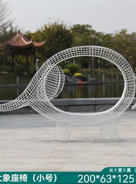 户外不锈钢镂空兔子座椅雕塑园林公园售楼处大象蜗牛动物美陈摆件