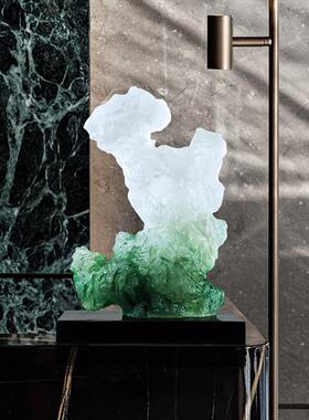 创意透明树脂太湖石摆件售楼处酒店大堂雕塑家居玄关客厅软装饰品