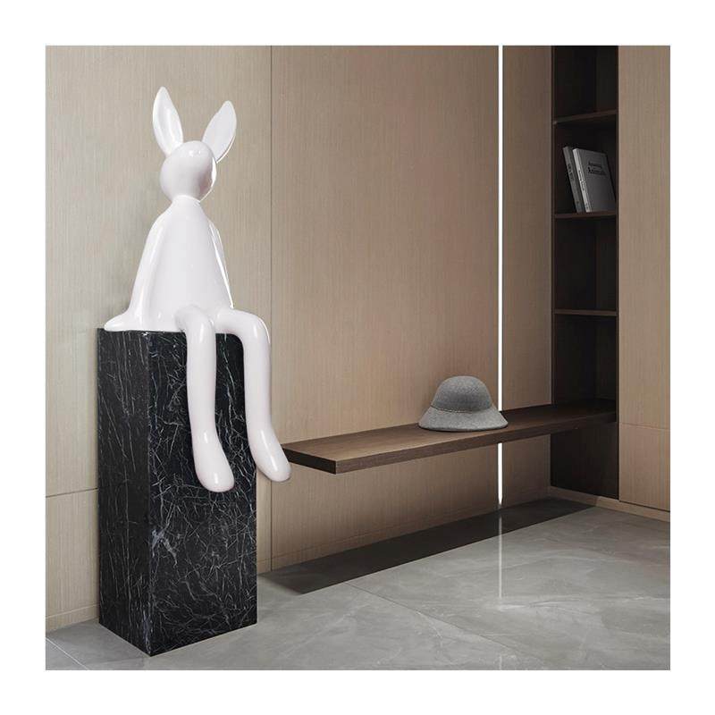 玻璃钢卡通雕塑样板间可爱动物装饰品创意公仔大号白兔子摆件坐姿,淘宝优惠券,粉丝福利购,淘宝优惠卷