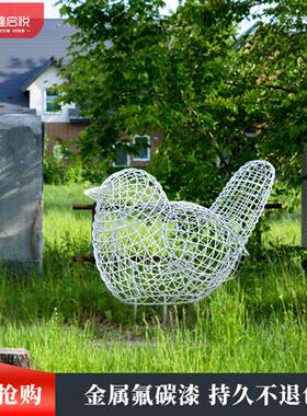 户外不锈钢铁艺仿真镂空鸟雕塑售楼部草坪景观发光动物装饰摆件