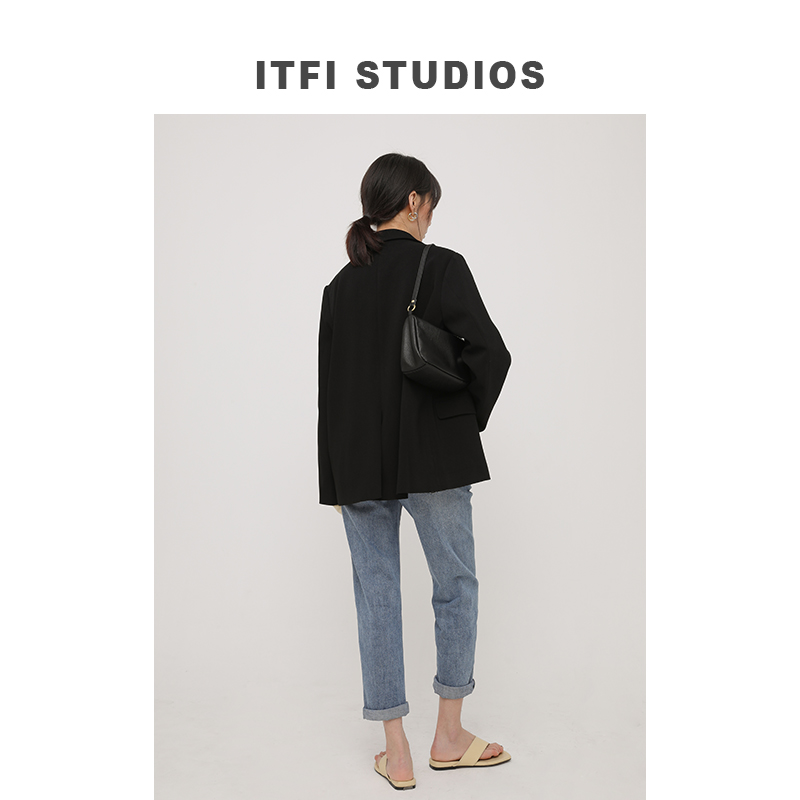 itfi白色外套ins短款2020秋季西服 itfi西装