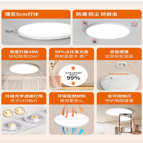 过道灯走廊超薄LED三防吸顶灯现代简约卧室客厅玄关阳台灯具 - 图0