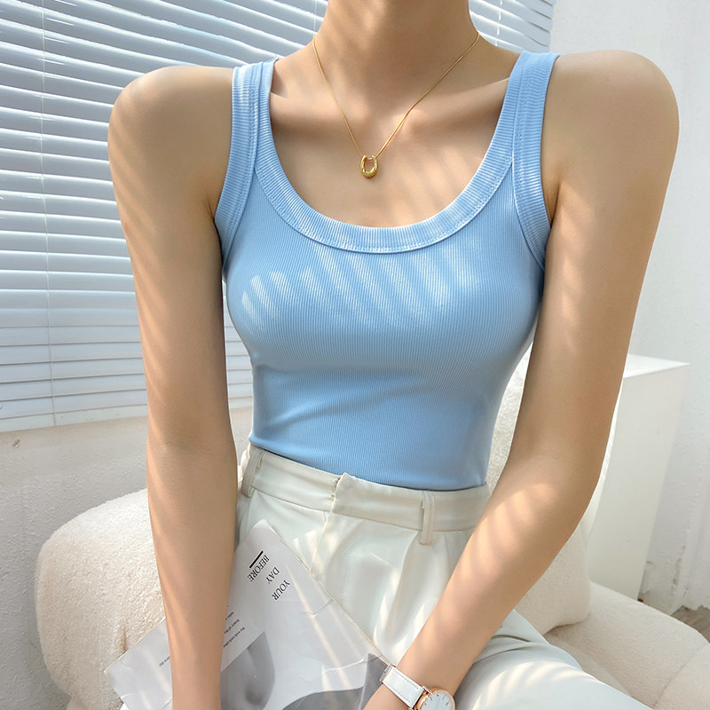 辣妹吊带上衣女2023夏季新款韩系u领背心无袖纯色修身内搭打底t恤,淘宝优惠券,粉丝福利购,淘宝优惠卷