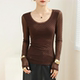 ເສື້ອຢືດຕໍ່າຫູກສອງຊັ້ນ mesh lace bottoming shirt 2026 ແບບໃໝ່